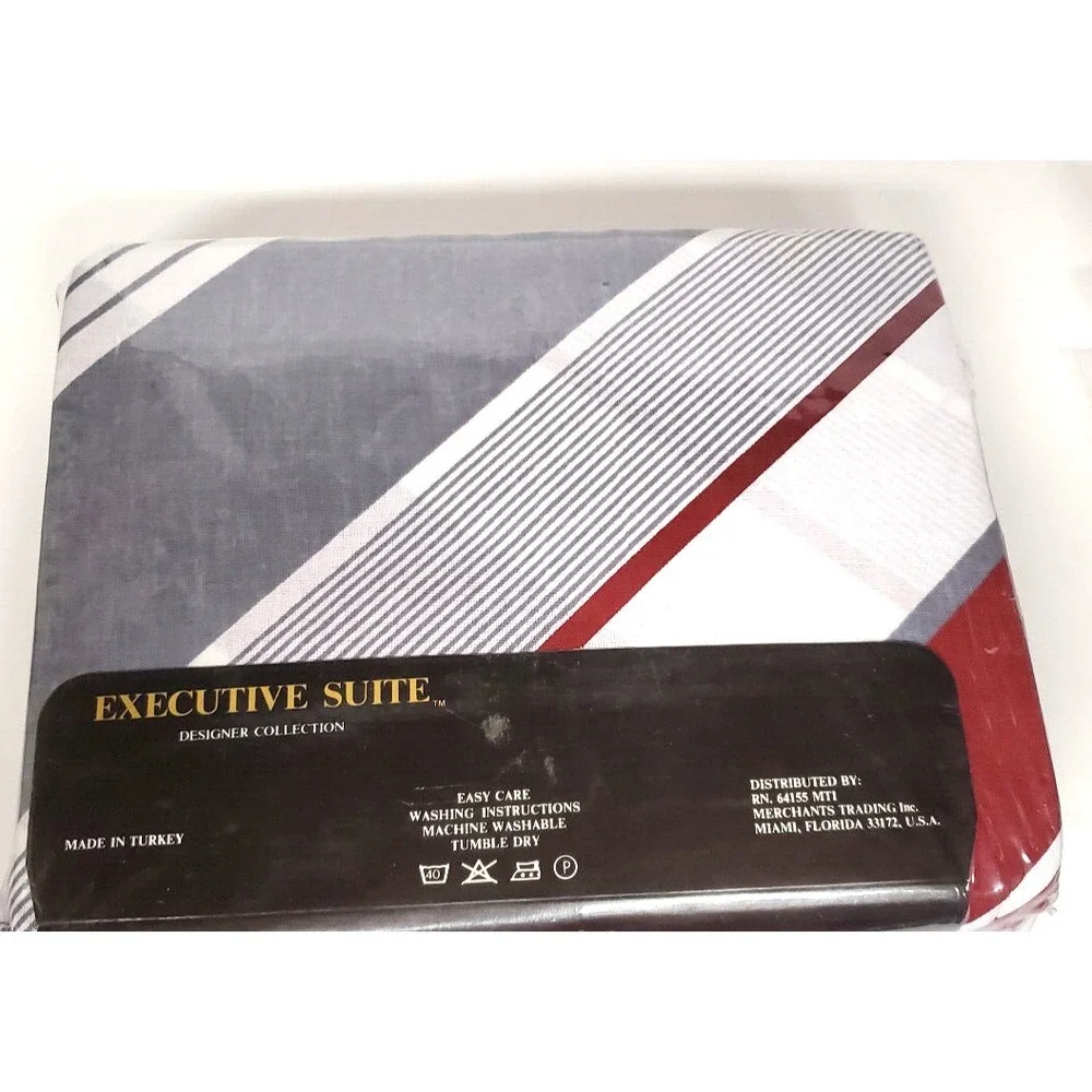 Sheet Set Full Size Executive Suite Stripes 4 PCS New Old Stock Package End Open